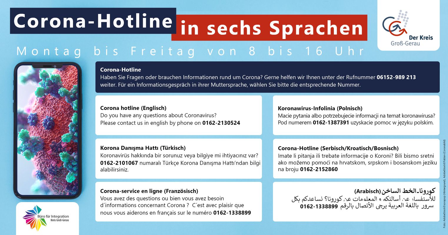 Corona Hotline mehrsprachig Bild