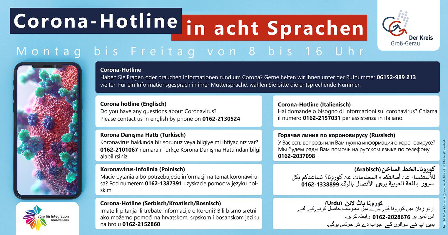 Corona Hotline mehrsprachig Bild