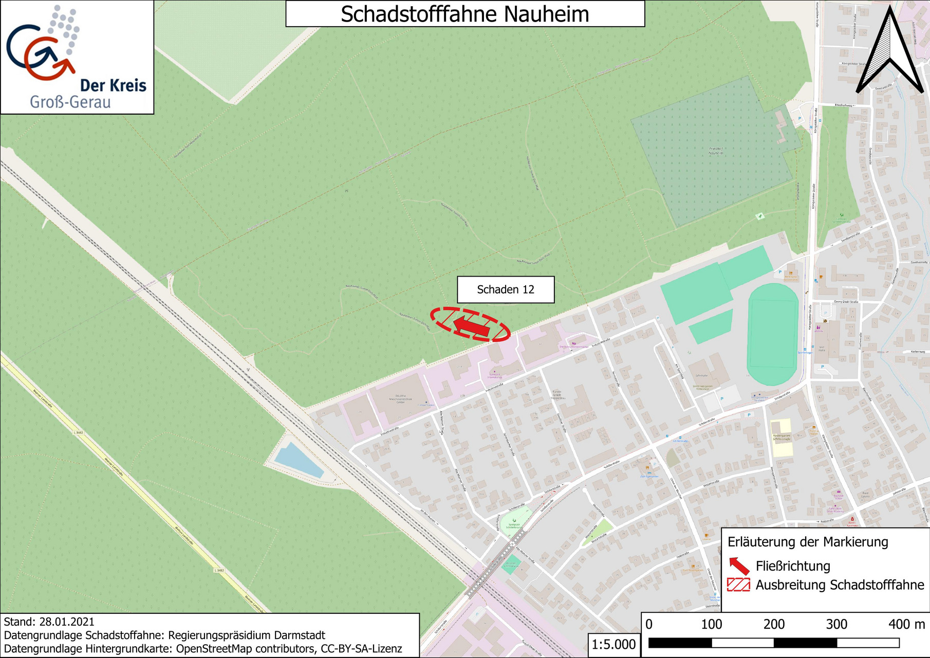 Schadstofffahne Nauheim Karte