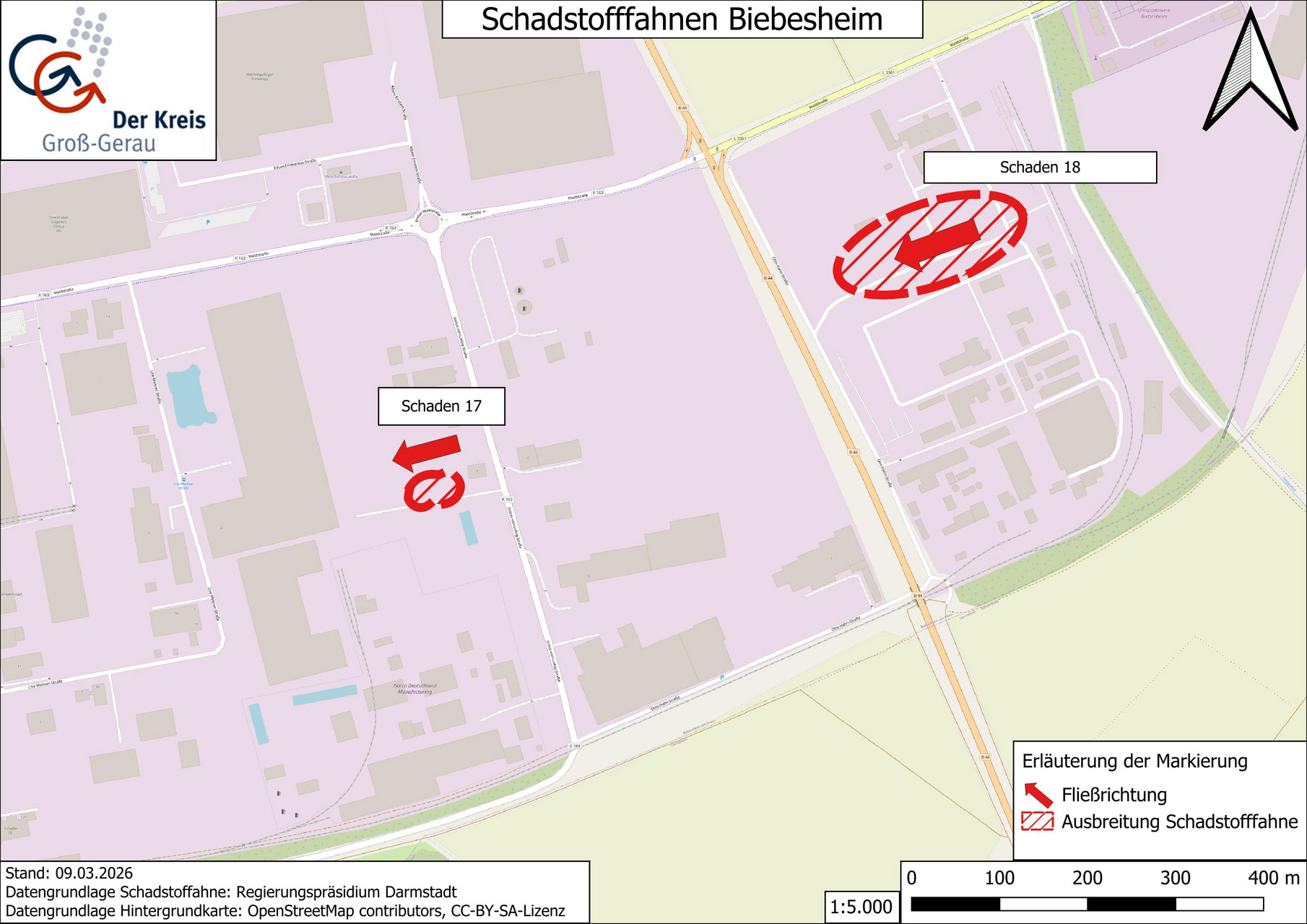 Schadstofffahnen Biebesheim Karte