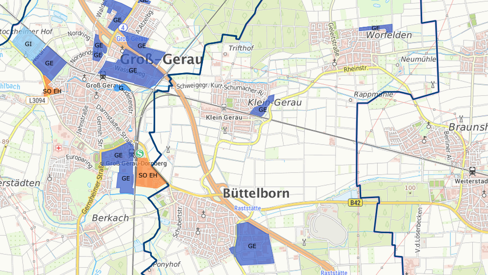 Gewerbegebiet Büttelborn Karte