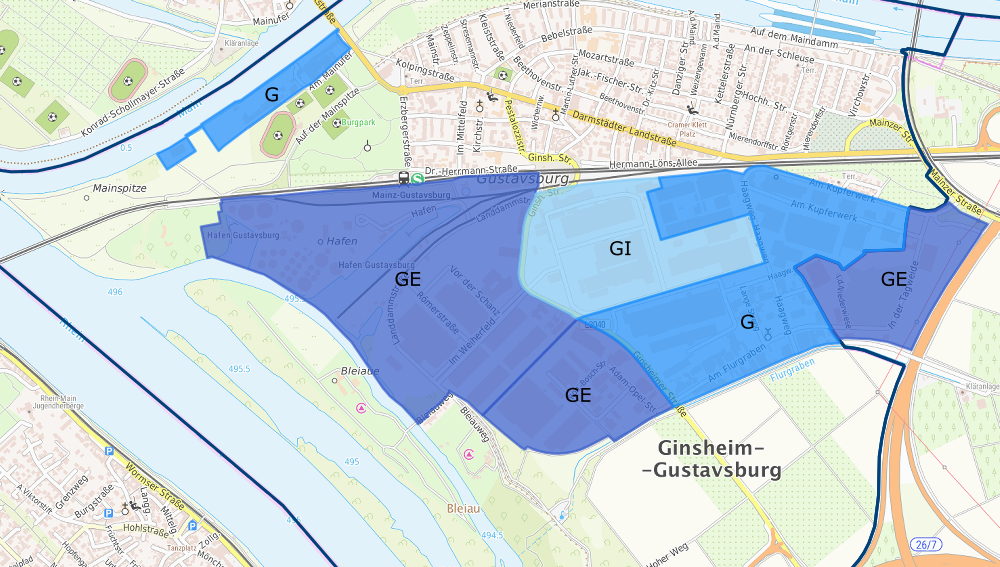 Gewerbegebiet Ginsheim-Gustavsburg Karte