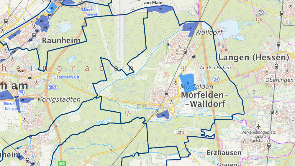 Gewerbegebiet Mörfelden-Walldorf Karte
