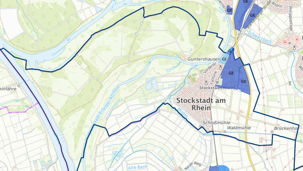 Gewerbegebiete in Stockstadt Karte