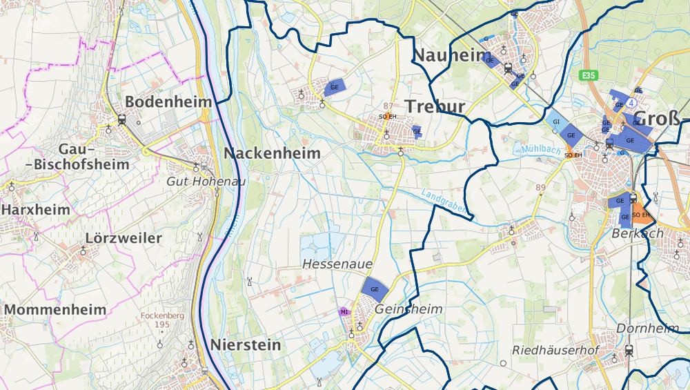 Gewerbegebiete in Trebur Karte