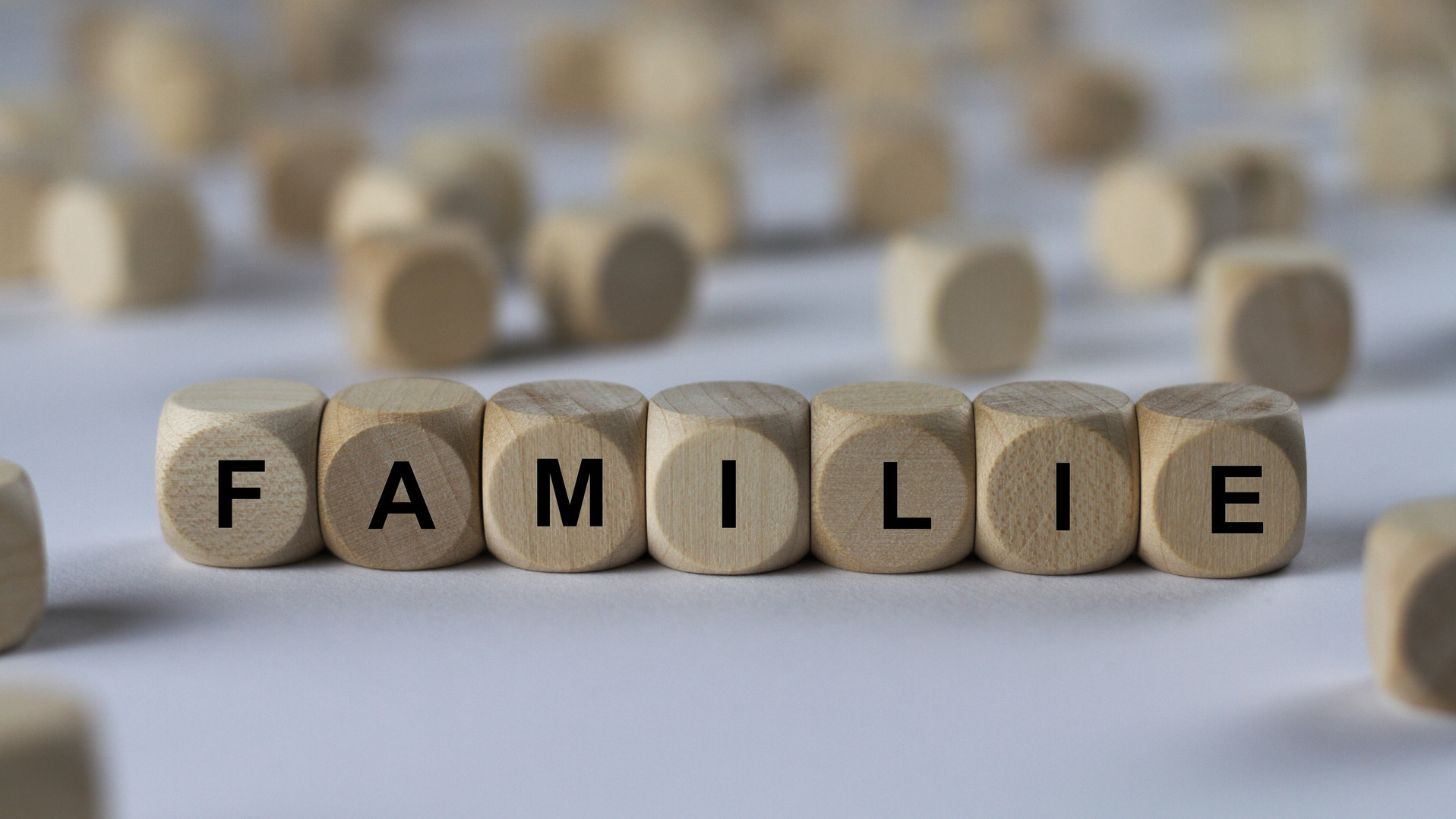 Würfel mit den Buchstaben für Familie Foto
