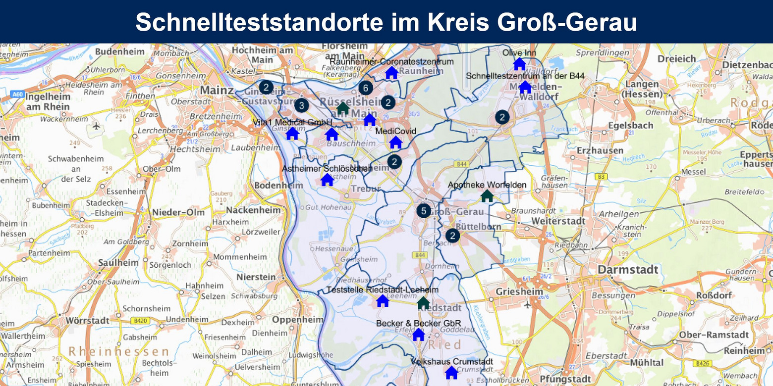 Schnellteststandorte Dashboard Bildschirmfoto