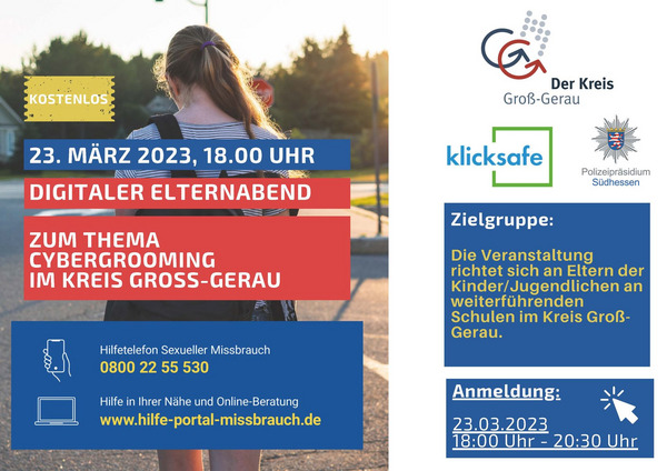 Digitaler Elternabend zum Thema Cybergrooming im Kreis Groß-Gerau Flyer