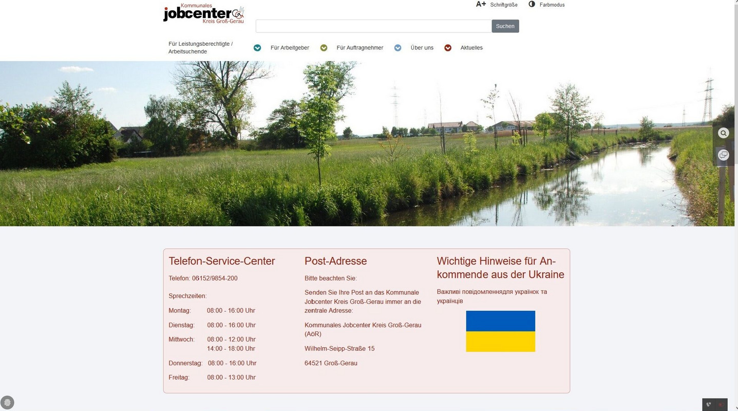 Homepage Jobcenter Bildschirmfoto