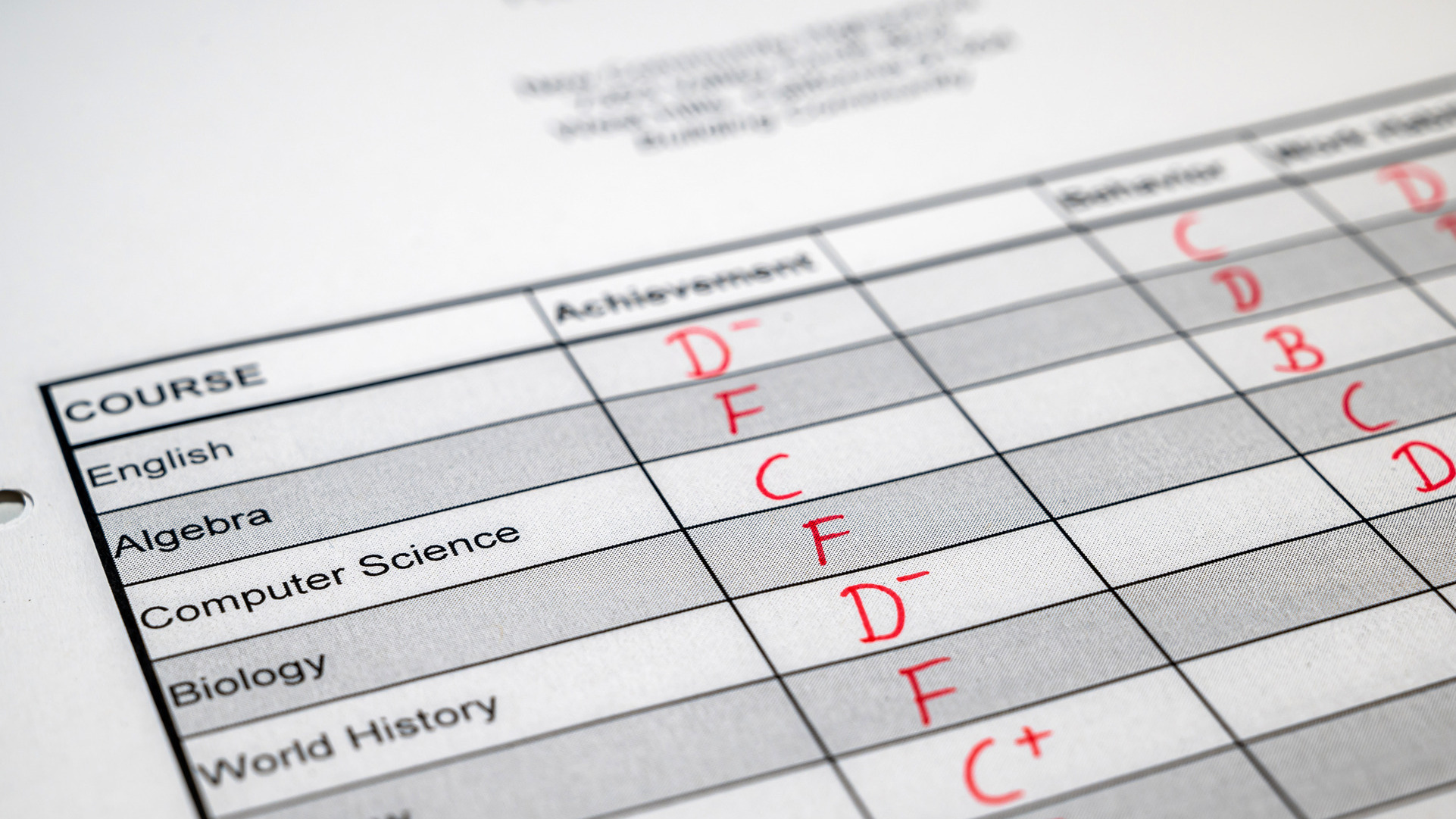 Schlechtes Zeugnis Foto