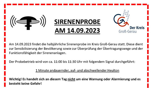 Aushang Sirenenprobe Bild