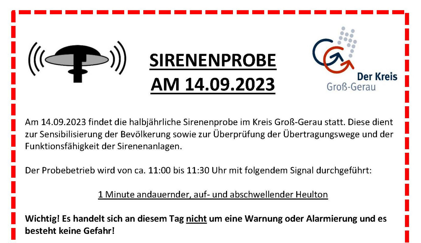 Aushang Sirenenprobe Bild