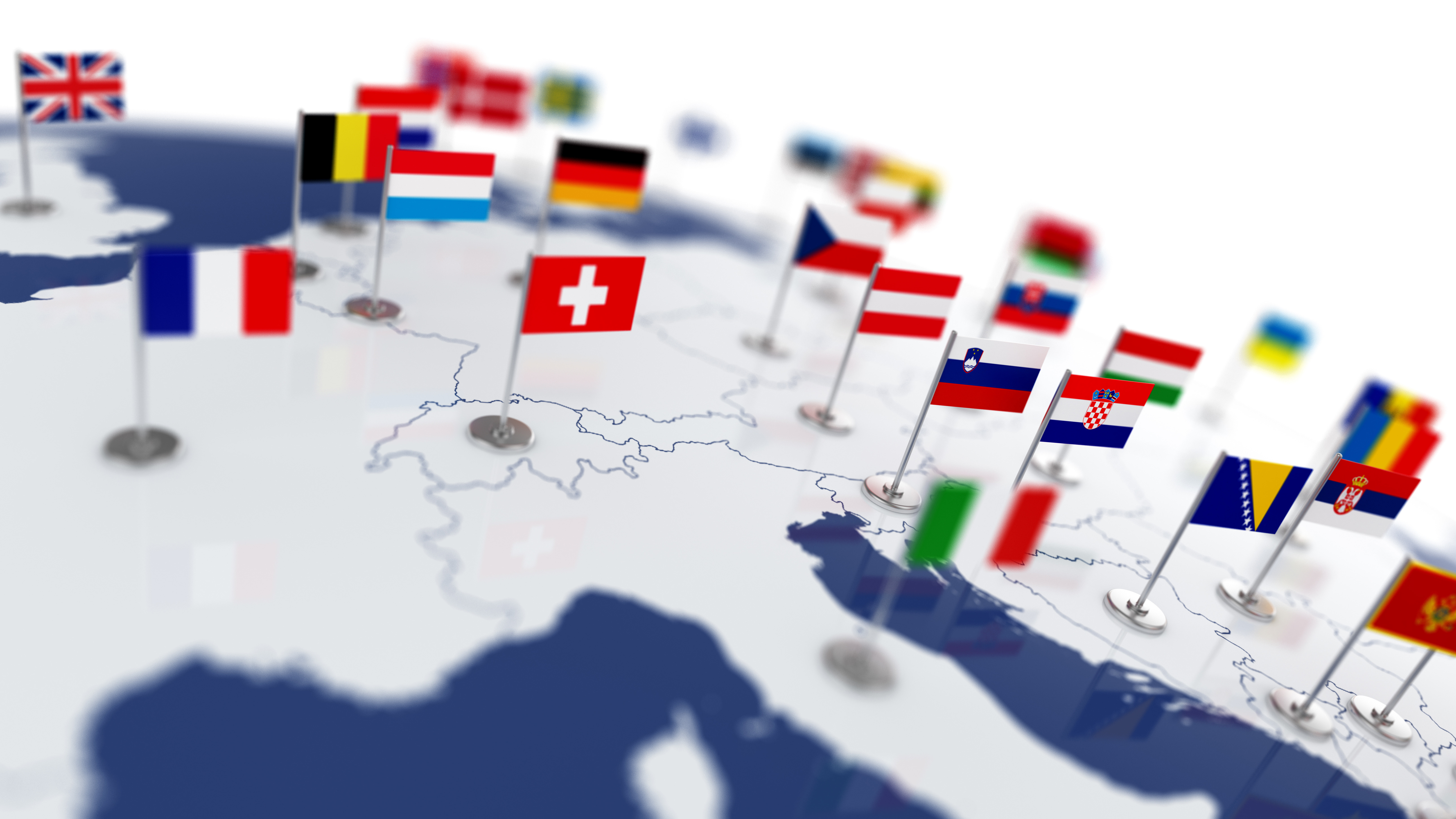 Europakarte mit Flaggen Bild