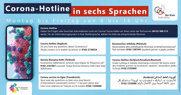 Corona Hotline mehrsprachig Bild
