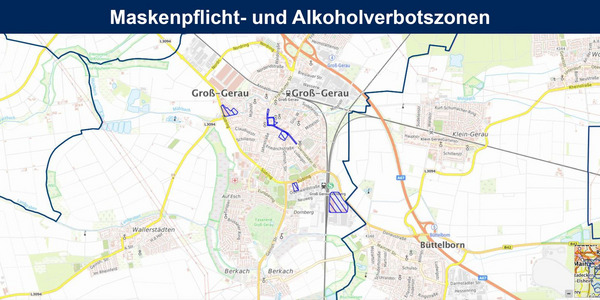Maskenpflicht und Alkoholverbotszonen Karte
